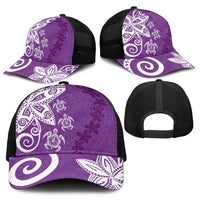 Polynesia Baseball Net Cap Purple Tribal Turtle Floral Pattern - Polynesian Pride