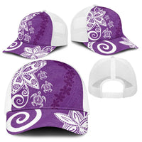 Polynesia Baseball Net Cap Purple Tribal Turtle Floral Pattern LT05 - Polynesian Pride