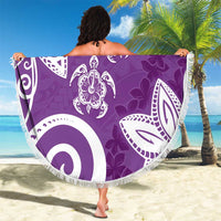 Polynesia Beach Blanket Purple Tribal Turtle Floral Pattern LT05 - Polynesian Pride