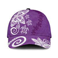 Polynesia Classic Cap Purple Tribal Turtle Floral Pattern LT05 Universal Fit Purple - Polynesian Pride