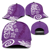 Polynesia Classic Cap Purple Tribal Turtle Floral Pattern LT05 - Polynesian Pride