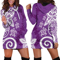 Polynesia Hoodie Dress Purple Tribal Turtle Floral Pattern LT05 - Polynesian Pride