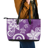 Polynesia Leather Tote Bag Purple Tribal Turtle Floral Pattern LT05 - Polynesian Pride