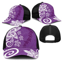 Polynesia Mesh Trucker Cap Purple Tribal Turtle Floral Pattern LT05 - Polynesian Pride