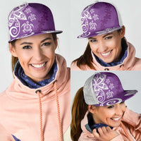 Polynesia Mesh Trucker Cap Purple Tribal Turtle Floral Pattern LT05 - Polynesian Pride