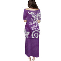 Polynesia Puletasi Purple Tribal Turtle Floral Pattern LT05 - Polynesian Pride