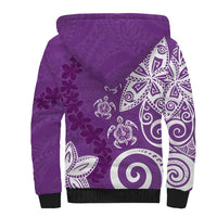 Polynesia Sherpa Hoodie Purple Tribal Turtle Floral Pattern LT05 - Polynesian Pride
