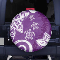 Polynesia Spare Tire Cover Purple Tribal Turtle Floral Pattern LT05 - Polynesian Pride