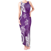 Polynesia Tank Maxi Dress Purple Tribal Turtle Floral Pattern LT05 Women Purple - Polynesian Pride