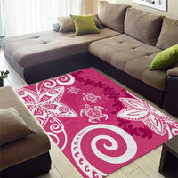 Polynesia Area Rug Pink Tribal Turtle Floral Pattern LT05 - Polynesian Pride