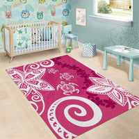 Polynesia Area Rug Pink Tribal Turtle Floral Pattern LT05 - Polynesian Pride