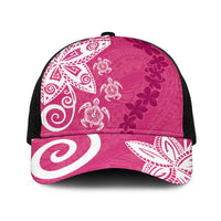 Polynesia Baseball Net Cap Pink Tribal Turtle Floral Pattern LT05 One Size Black Pink - Polynesian Pride