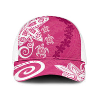 Polynesia Baseball Net Cap Pink Tribal Turtle Floral Pattern LT05 One Size White Pink - Polynesian Pride