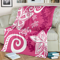 Polynesia Blanket Pink Tribal Turtle Floral Pattern LT05 - Polynesian Pride
