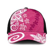 Polynesia Mesh Trucker Cap Pink Tribal Turtle Floral Pattern LT05 One Size Black Pink - Polynesian Pride