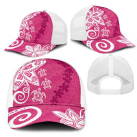 Polynesia Mesh Trucker Cap Pink Tribal Turtle Floral Pattern LT05 - Polynesian Pride