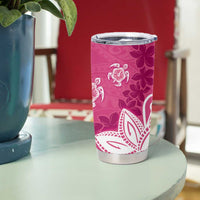 Polynesia Tumbler Cup Pink Tribal Turtle Floral Pattern LT05 - Polynesian Pride