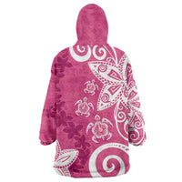 Polynesia Wearable Blanket Hoodie Pink Tribal Turtle Floral Pattern LT05 - Polynesian Pride