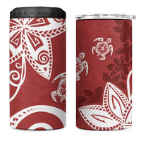 Polynesia 4 in 1 Can Cooler Tumbler Red Tribal Turtle Floral Pattern LT05 One Size: 16 oz Red - Polynesian Pride
