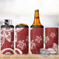 Polynesia 4 in 1 Can Cooler Tumbler Red Tribal Turtle Floral Pattern LT05 - Polynesian Pride