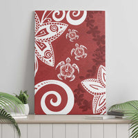 Polynesia Canvas Wall Art Red Tribal Turtle Floral Pattern LT05 - Polynesian Pride