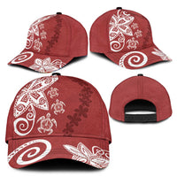 Polynesia Classic Cap Red Tribal Turtle Floral Pattern LT05 - Polynesian Pride