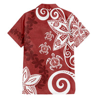 Polynesia Family Matching Summer Maxi Dress and Hawaiian Shirt Red Tribal Turtle Floral Pattern