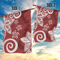 Polynesia Garden Flag Red Tribal Turtle Floral Pattern LT05 - Polynesian Pride
