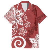 Polynesia Hawaiian Shirt Red Tribal Turtle Floral Pattern LT05 Red - Polynesian Pride