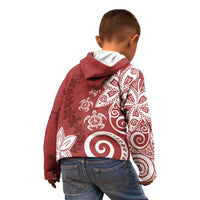 Polynesia Kid Hoodie Red Tribal Turtle Floral Pattern