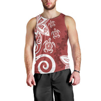 Polynesia Men Tank Top Red Tribal Turtle Floral Pattern LT05 - Polynesian Pride