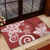 Polynesia Rubber Doormat Red Tribal Turtle Floral Pattern LT05 - Polynesian Pride