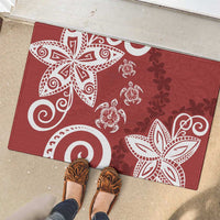 Polynesia Rubber Doormat Red Tribal Turtle Floral Pattern LT05 - Polynesian Pride