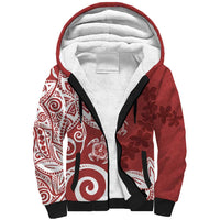Polynesia Sherpa Hoodie Red Tribal Turtle Floral Pattern LT05 Unisex Red - Polynesian Pride