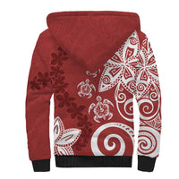 Polynesia Sherpa Hoodie Red Tribal Turtle Floral Pattern LT05 - Polynesian Pride