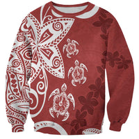 Polynesia Sweatshirt Red Tribal Turtle Floral Pattern LT05 Unisex Red - Polynesian Pride