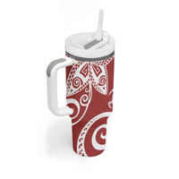 Polynesia Tumbler With Handle Red Tribal Turtle Floral Pattern LT05 - Polynesian Pride