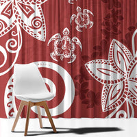 Polynesia Window Curtain Red Tribal Turtle Floral Pattern LT05 - Polynesian Pride