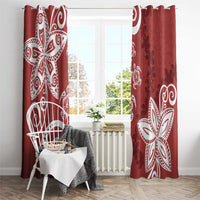 Polynesia Window Curtain Red Tribal Turtle Floral Pattern LT05 - Polynesian Pride