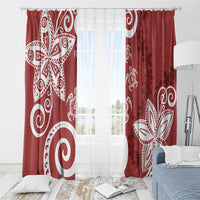 Polynesia Window Curtain Red Tribal Turtle Floral Pattern LT05 - Polynesian Pride