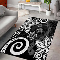 Polynesia Area Rug Black Tribal Turtle Floral Pattern LT05 - Polynesian Pride