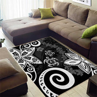 Polynesia Area Rug Black Tribal Turtle Floral Pattern LT05 - Polynesian Pride