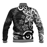 Polynesia Baseball Jacket Black Tribal Turtle Floral Pattern LT05 - Polynesian Pride