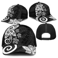 Polynesia Baseball Net Cap Black Tribal Turtle Floral Pattern LT05 - Polynesian Pride