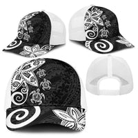 Polynesia Baseball Net Cap Black Tribal Turtle Floral Pattern LT05 - Polynesian Pride