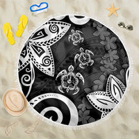 Polynesia Beach Blanket Black Tribal Turtle Floral Pattern LT05 One Size 150cm Black - Polynesian Pride