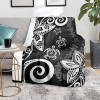 Polynesia Blanket Black Tribal Turtle Floral Pattern LT05 - Polynesian Pride