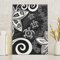 Polynesia Canvas Wall Art Black Tribal Turtle Floral Pattern LT05 Without Frame Black - Polynesian Pride