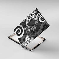 Polynesia Canvas Wall Art Black Tribal Turtle Floral Pattern LT05 With Frame Black - Polynesian Pride
