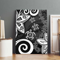 Polynesia Canvas Wall Art Black Tribal Turtle Floral Pattern LT05 - Polynesian Pride